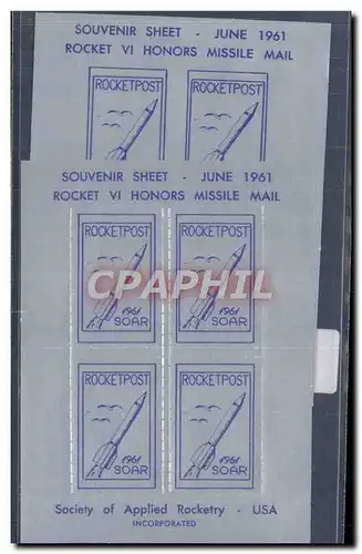 Vignette Rockepost Bloc de 4 perfore + non perfore June 1961 USA