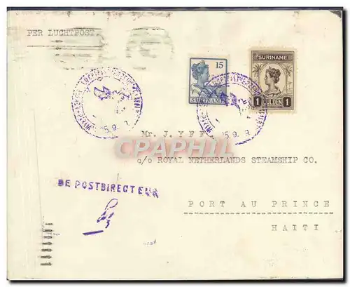 Lettre Surinam to Port Au Prince 26 9 1923
