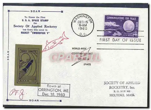 Lettre Etats Unis Washington Rocket vignette Holyoke Orrington 15 12 1960