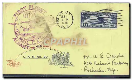 Lettre 1er Vol Etats Unis Albany Buffalo 1 6 1928