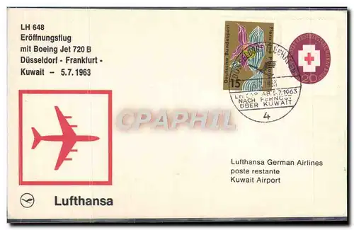 Lettre 1er Vol Dusseldorf Frankfurt 5 7 1963