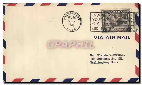 Lettre Canada flight Medicine to Washington 12 7 1932 FDC
