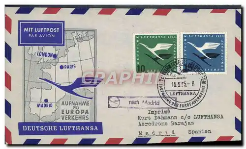 Lettre Allemagne 15 5 55 London Paris Madrid