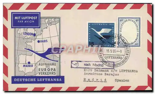 Lettre Allemagne 15 5 55 London Paris Madrid