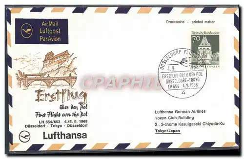 Lettre Allemagne Dusseldorf Tokyo Dusseldorf 4 9 1968