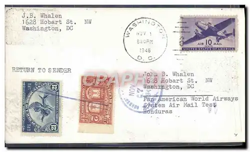 Lettre Etats Unis Flight to Honduras 1 11 1946