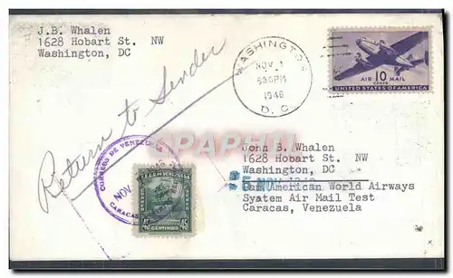 Lettre Etats Unis Flight to Venezuela 1 11 1946