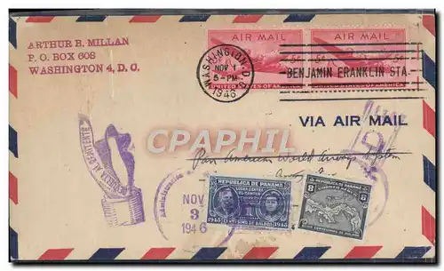 Lettre Etats Unis Flight to Panama 1 11 1946