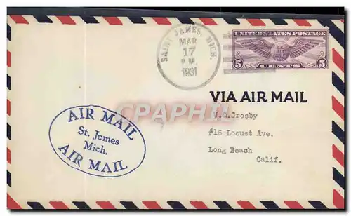 Lettre Etats Unis Flight Saint James 17 3 1931