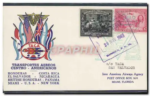 Lettre Vol Nicaragua to Miami 20 1943