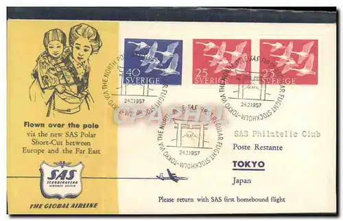 Lettre Suede SAS Stockholm Tokyo 24 2 1957