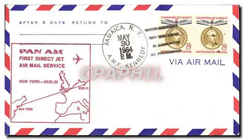 Lettre Etats Unis 1st Flight New York Berlin 30 5 1964