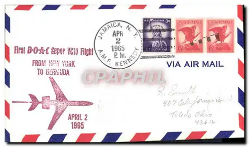 Lettre Etats Unis 1st Flight New York Bermuda 2 4 1965