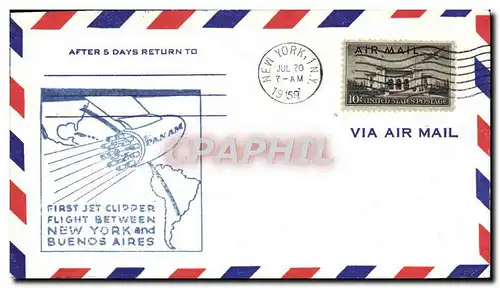 Lettre Etats Unis 1st Flight New York Buenos Aires 20 7 1959 Pan Am