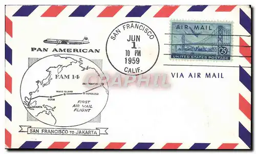 Lettre Etats Unis 1st Flight San Francisco Jakarta 1 6 1959