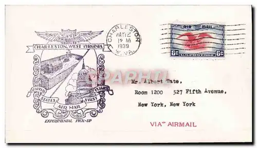 Lettre Etats Unis 1st flight Charlestown W Virginia 2 5 1939