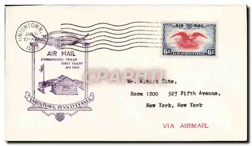 Lettre Etats Unis 1st flight Uniontown 11 6 1939