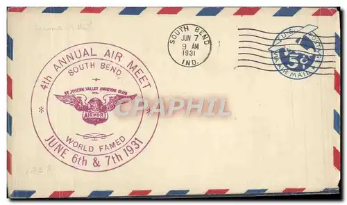 Lettre Etats Unis 4th annual Air Meet South Bend 6 6 1931