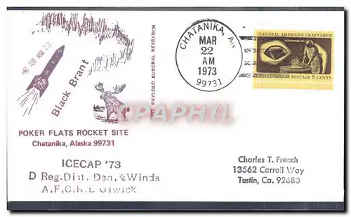 Lettre Etats Unis Poker Flats Rocket Site Chatanika Alaska 22 3 1973