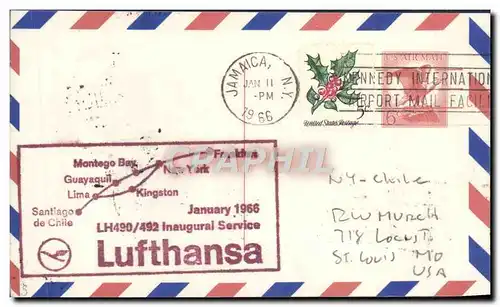 Lettre Etats Unis Jamaica Lufthansa 1 1966