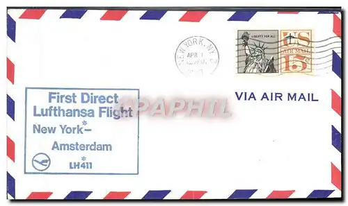 Lettre Etats Unis Lufthansa New York Amsterdam 1 4 1967