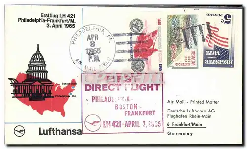Lettre Etats Unis Philadelphia Frankfurt 3 4 1965