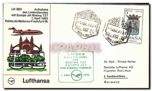 Lettre Palma de Mallorca Frankfurt Lufthansa 1 4 1965