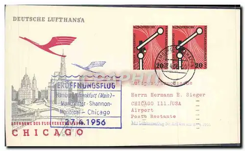 Lettre Hamburg Chicago 28 4 1956 Lufthansa