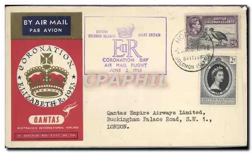 Lettre Qantas British Salomon Islands 2 6 1953
