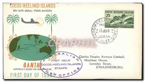 Lettre Cocos Keeling Islands Qantas 11 6 1963