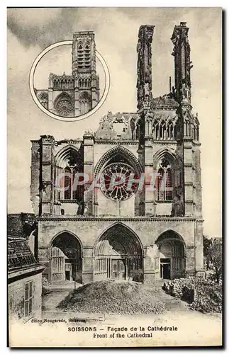 Ansichtskarte AK Soissons Facade de la cathedrale Militaria