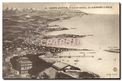 Cartes postales Cote d&#39Azur A Vol D&#39oiseau De Cannes a Nice