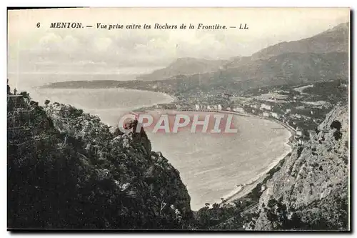 Cartes postales Menton Vue Prise Entre Les Rochers De La Frontiere
