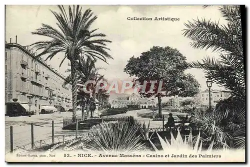 Cartes postales Collection Artistique Nice Avenue Massena Casino Et Jardin Des Palmiers