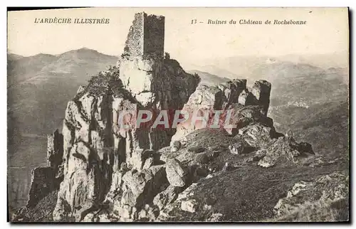 Ansichtskarte AK L&#39Ardeche Illusteee Ruines Du Chateau De Rochebonne