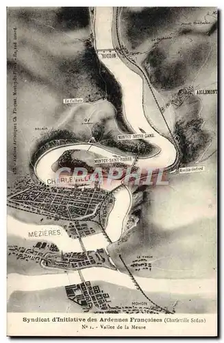 Cartes postales Syndicat D'initiative Des Ardennes Francaises Vallee De La Meuse Charleville Sedan Militaria