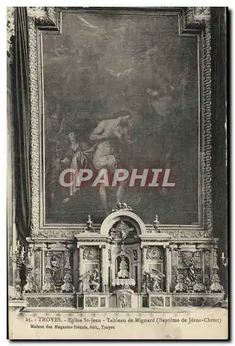 Cartes postales Troyes Eglise St Jean Tableau De Mignard Bapteme de Jesus Christ