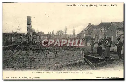 Ansichtskarte AK Incendie De Crespy Mars Crespy Ruines De La Maison 26 mars 1903