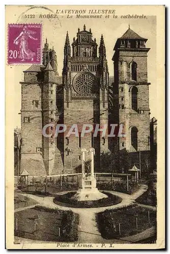 Cartes postales L&#39Aveyron Illustre Rodez Le Monument Et La Cathedrale