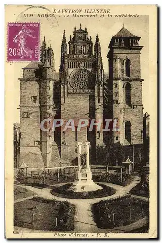 Cartes postales L'Aveyron Illustre Rodez Le Monument Et La Cathedrale