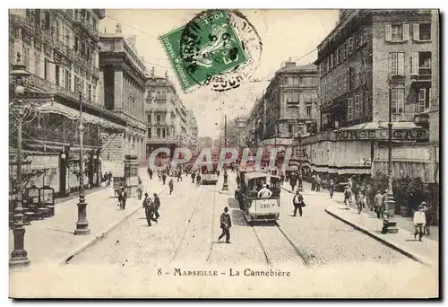 Cartes postales Marseille La Cannebiere Tramways