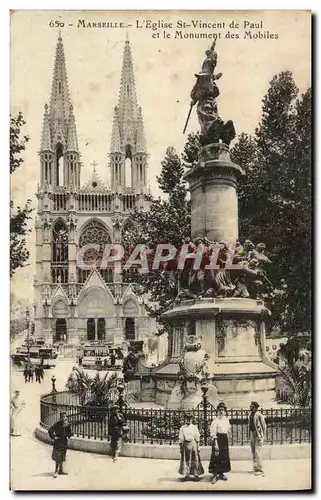 Ansichtskarte AK Marseille L&#39Eglise St Vincent De Paul Et LeMonument Des Mobiles