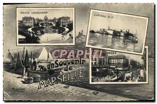 Cartes postales Un Souvenir De Marseille Palais Longchamp Chateau d'If Canebiere