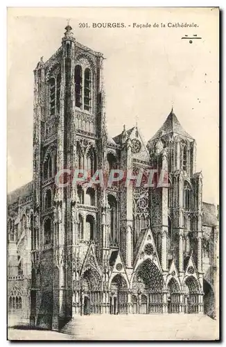 Cartes postales Bourges Facade de la Cathedrale