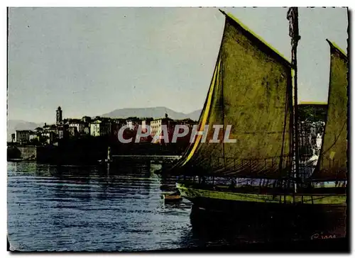 Moderne Karte Bastia La Viile et la Port Bateau Corse Corsica