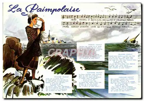 Cartes postales moderne La Paimpolaise par Thedore Botrel Folklore Chant