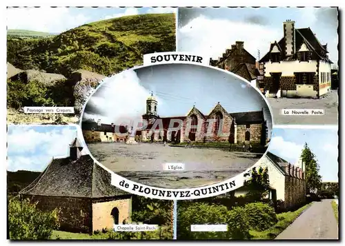 Moderne Karte Souvenir de Plounevez Quintin Crepers La nouvelle Poste chapelle Saint Roch