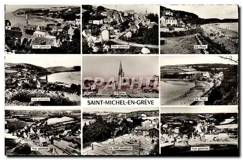 Moderne Karte Saint Michel En Greve Vue generale La plage Golf