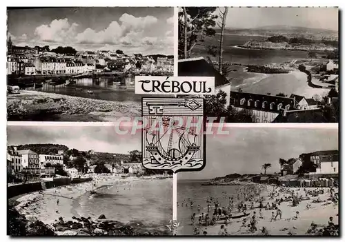 Cartes postales moderne Treboul Dournenez Le Port de peche Vue Generale Les hotels sur la plage les sables blancs