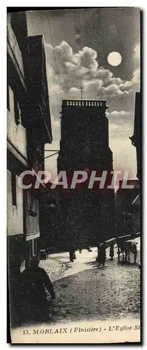 Cartes postales Morlaix L'Eglise St Mathieu au clair de lune